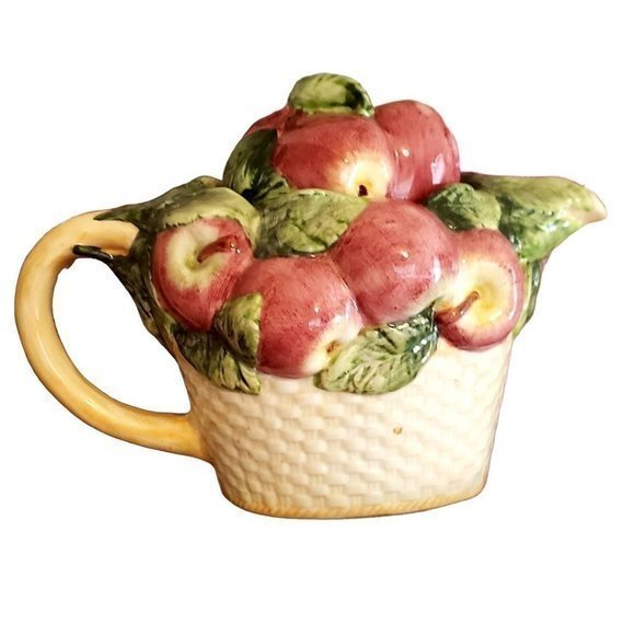 Vintage World Bazar Apple‎ Basketweave Teapot - Picture 2 of 8